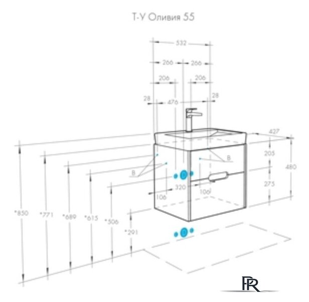  Акватон Тумба под умывальник Оливия 55 1A254201OL010 - Изображение №5 — Интернет-магазин ПроЗаказ