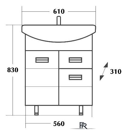  Onika Тумба под умывальник Балтика 60.12 (белый) [106041] - Изображение №3 — Интернет-магазин ПроЗаказ