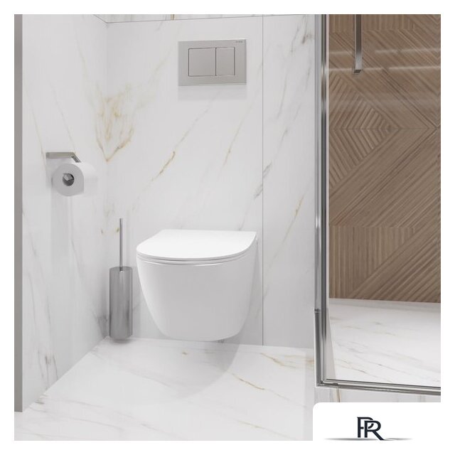 Унитаз подвесной Lauter Sulzdorf с микролифтом и кнопкой смыва 219703F (белый/сатин) - Изображение №16 — Интернет-магазин ПроЗаказ