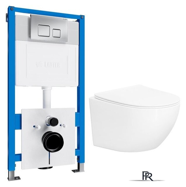 Унитаз подвесной Lauter Sulzdorf с микролифтом и кнопкой смыва 219703F (белый/сатин) - Изображение №1 — Интернет-магазин ПроЗаказ