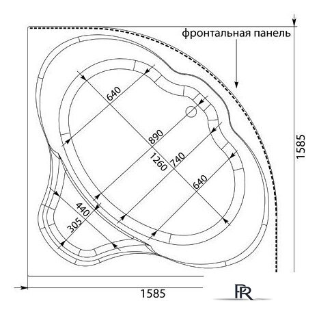 Ванна Aquanet Santiago 160x160 (с каркасом и экраном) - Изображение №5 — Интернет-магазин ПроЗаказ