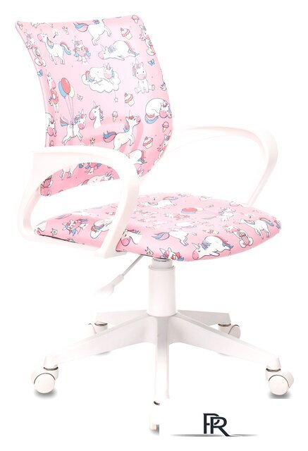 Компьютерное кресло Бюрократ Burokids 1W (розовый единороги/пластик белый) - Изображение №1 — Интернет-магазин ПроЗаказ