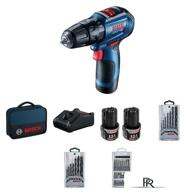 Ударная дрель-шуруповерт Bosch GSB 12V-30 Professional 06019G9101 (с 2-мя АКБ 2 Ач, набор оснастки, сумка) - Изображение №1 — Интернет-магазин ПроЗаказ