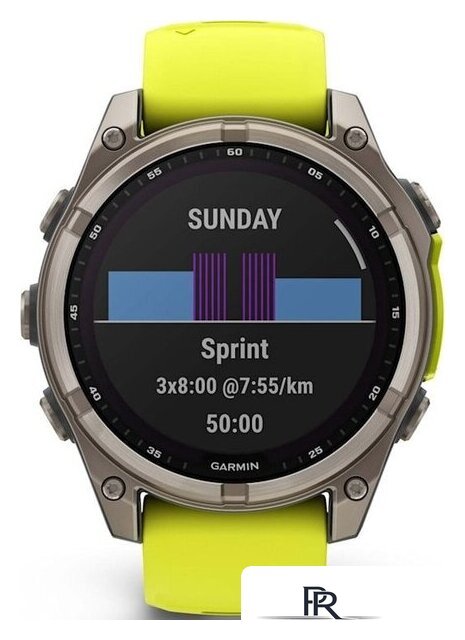 Умные часы Garmin Fenix 8 Solar, Sapphire 47мм (титановый серый с желтым ремешком) - Изображение №4 — Интернет-магазин ПроЗаказ