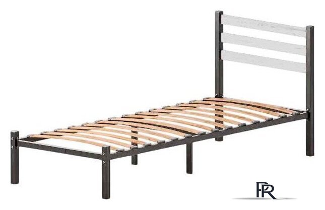 Кровать Домаклево Сталь 90x200 (черный/белый) - Изображение №1 — Интернет-магазин ПроЗаказ