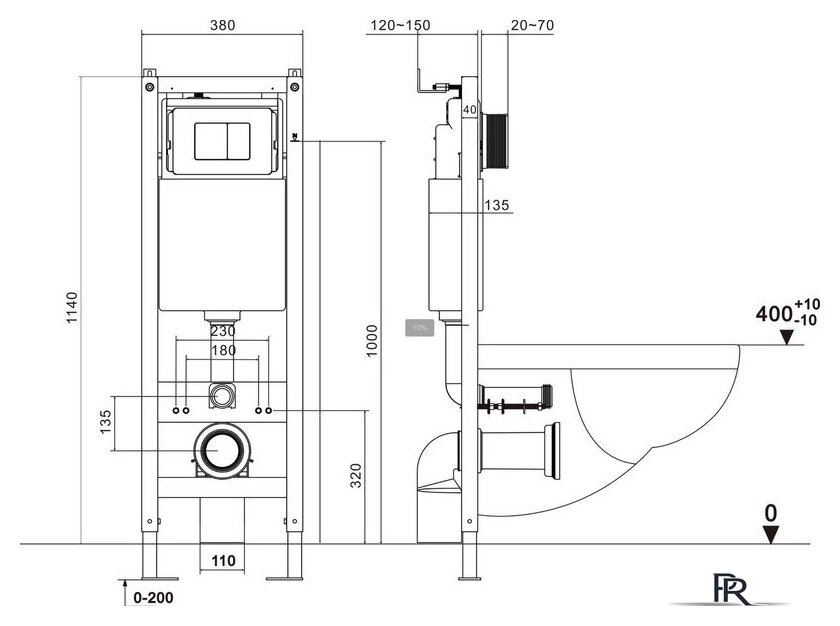 Унитаз подвесной Roxen Antares в комплекте с инсталляцией Asten Readle Zentralmodul AR0601-185CH с кнопкой (хром глянец) - Изображение №18 — Интернет-магазин ПроЗаказ