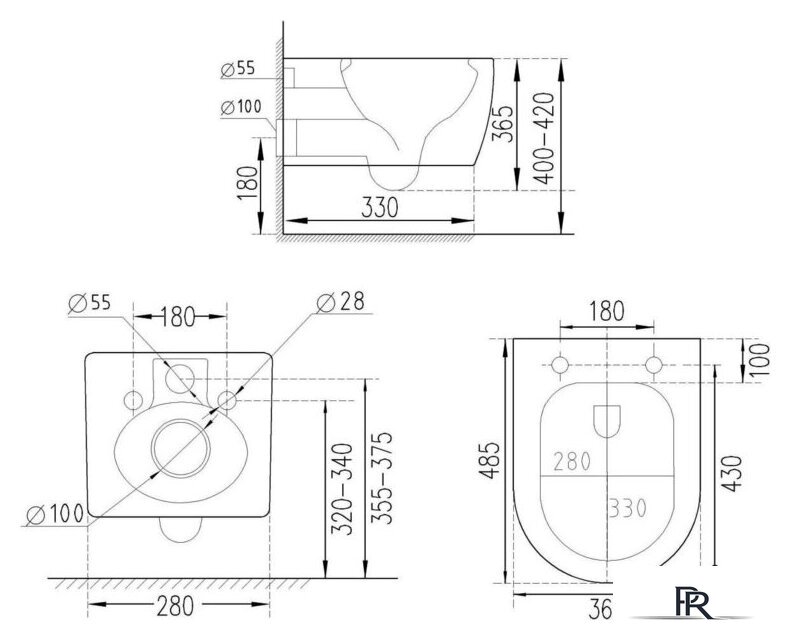 Унитаз подвесной Roxen Antares в комплекте с инсталляцией Asten Readle Zentralmodul AR0601-185CH с кнопкой (хром глянец) - Изображение №20 — Интернет-магазин ПроЗаказ