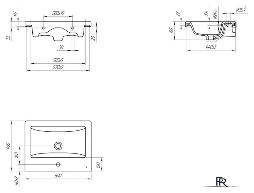  Viant Тумба с умывальником Марсель Como 60 VMAR60CO-T2YP+S-UM-COM60/1-w - Изображение №5 — Интернет-магазин ПроЗаказ