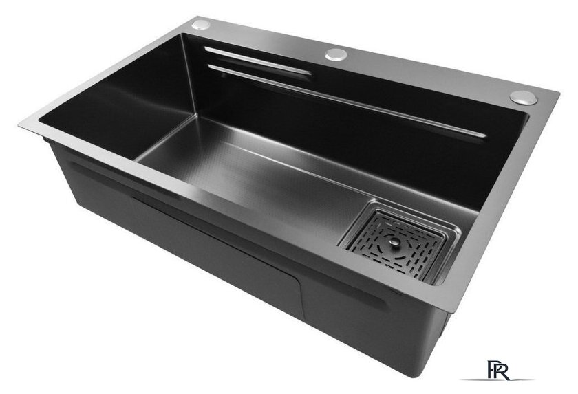 Кухонная мойка Stellar Decor S7045NB-A-D (нано черный, c доской) - Изображение №7 — Интернет-магазин ПроЗаказ