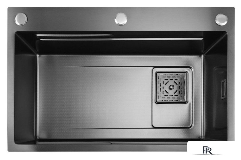 Кухонная мойка Stellar Decor S7045NB-A-D (нано черный, c доской) - Изображение №6 — Интернет-магазин ПроЗаказ