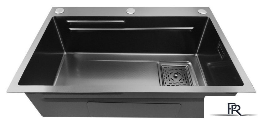 Кухонная мойка Stellar Decor S7045NB-A-D (нано черный, c доской) - Изображение №4 — Интернет-магазин ПроЗаказ