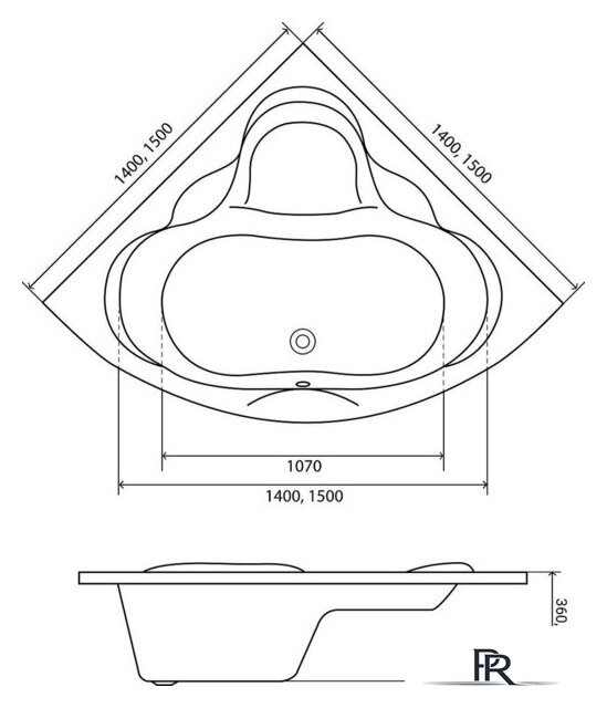 Ванна Lauter Riviera 150x150 21050150 (с каркасом) - Изображение №12 — Интернет-магазин ПроЗаказ