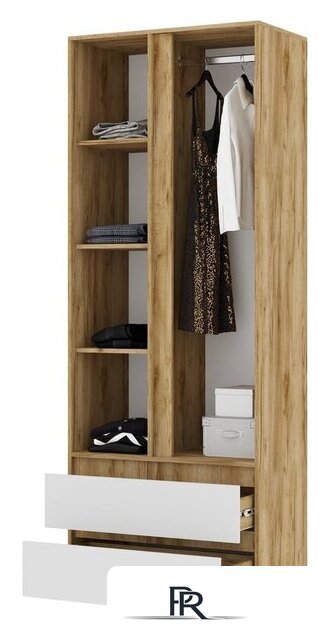 Шкаф распашной Стендмебель Хелен ШК 01 2-х створчатый (белый/дуб крафт золотой) - Изображение №2 — Интернет-магазин ПроЗаказ