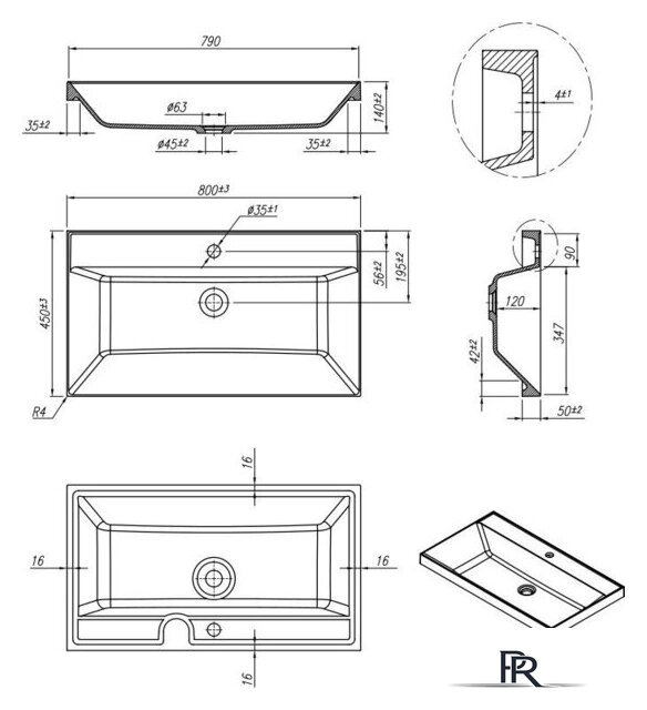 Умывальник Roxen Mila 80 3001180 - Изображение №4 — Интернет-магазин ПроЗаказ