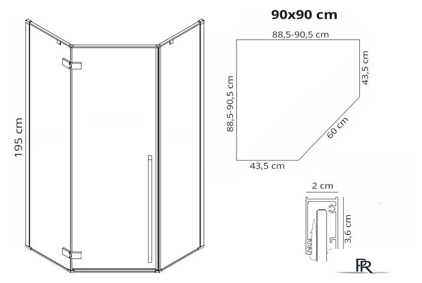 Душевой уголок Rea Diamond 90x90 (золотой/прозрачное стекло) - Изображение №6 — Интернет-магазин ПроЗаказ