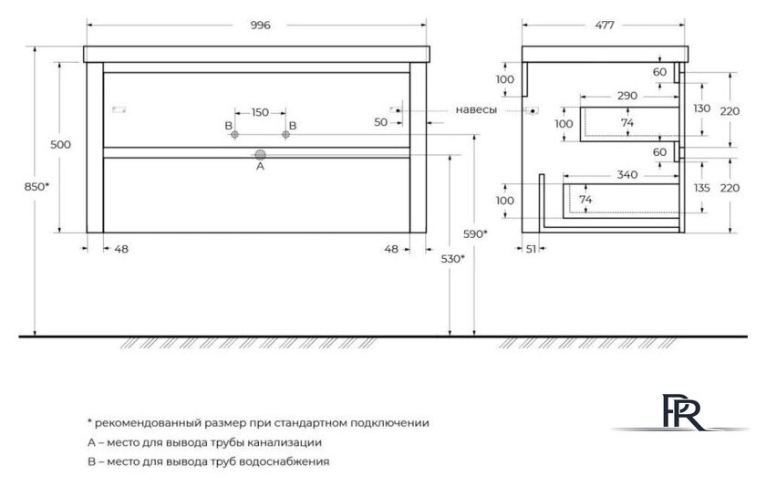  Cezares Тумба под умывальник RELAX-1000-2C-SO-SAT-P - Изображение №10 — Интернет-магазин ПроЗаказ