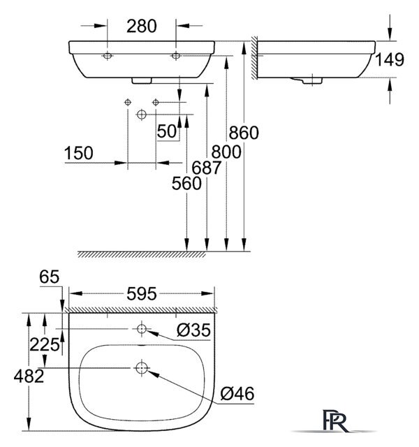 Умывальник Grohe 39335000 59.5x48.2 - Изображение №9 — Интернет-магазин ПроЗаказ