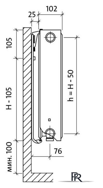Стальной панельный радиатор Royal Thermo Ventil Compact VC22-500-800 (Bianco Traffico) - Изображение №2 — Интернет-магазин ПроЗаказ