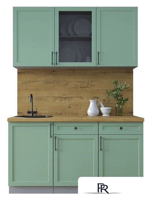 Готовая кухня Интерлиния Тренд 1.5А (мята/мята/дуб бунратти) - Изображение №1 — Интернет-магазин ПроЗаказ