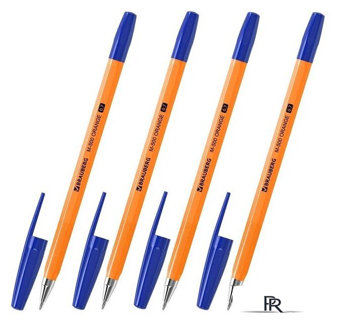 Набор шариковых ручек BRAUBERG M-500 Orange 143950 (4 шт) - Изображение №1 — Интернет-магазин ПроЗаказ