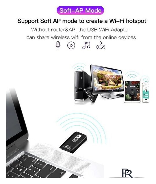 Wi-Fi адаптер USBTOP Dual Band USB Adapter AC1200 Mbps - Изображение №3 — Интернет-магазин ПроЗаказ