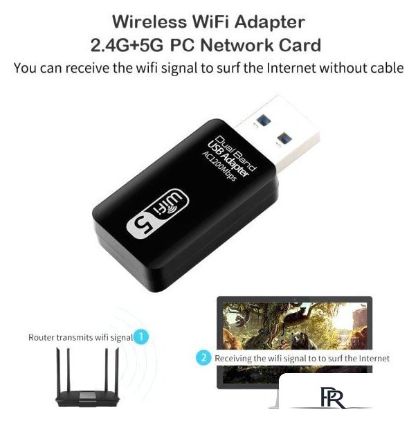 Wi-Fi адаптер USBTOP Dual Band USB Adapter AC1200 Mbps - Изображение №2 — Интернет-магазин ПроЗаказ