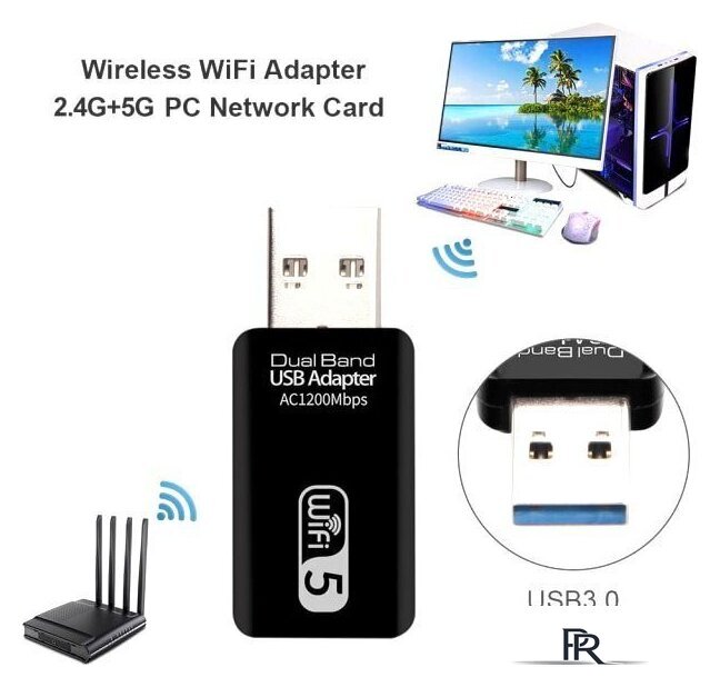 Wi-Fi адаптер USBTOP Dual Band USB Adapter AC1200 Mbps - Изображение №6 — Интернет-магазин ПроЗаказ