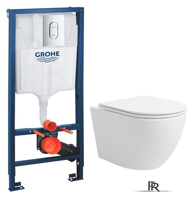 Унитаз подвесной Lauter Vortex 2110830 + GROHE Rapid SL 39504000 с кнопкой (округлая, хром) - Изображение №1 — Интернет-магазин ПроЗаказ