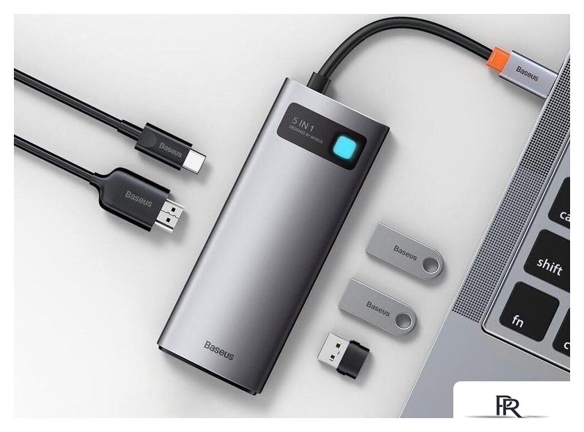 USB-хаб Baseus Metal Gleam Series Multifunctional HUB Type-C Hub Docking Station CAHUB-CX0G - Изображение №4 — Интернет-магазин ПроЗаказ