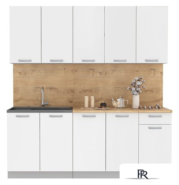 Готовая кухня Интерлиния Мила Лайт 2.0 (белый платинум/дуб бунратти) - Изображение №1 — Интернет-магазин ПроЗаказ