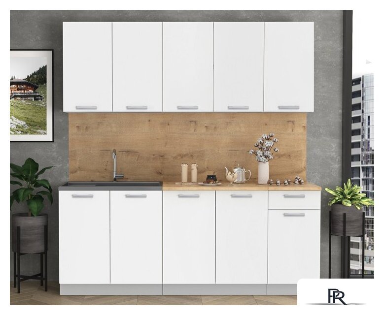 Готовая кухня Интерлиния Мила Лайт 2.0 (белый платинум/дуб бунратти) - Изображение №3 — Интернет-магазин ПроЗаказ