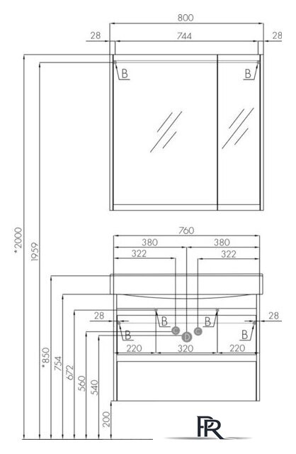  Акватон Тумба под умывальник Нортон 80 1A248901NT010 (белый/дуб эндгр.) - Изображение №6 — Интернет-магазин ПроЗаказ