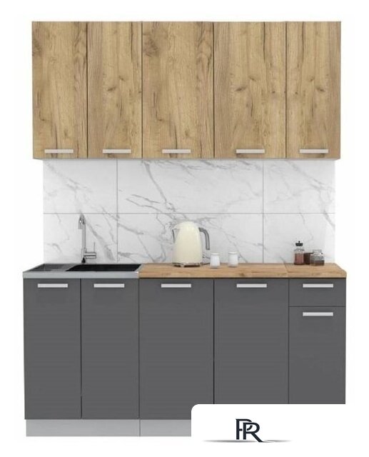 Готовая кухня Интерлиния Мила Лайт 1.7-60 (дуб золотой-антрацит-дуб бунратти) - Изображение №1 — Интернет-магазин ПроЗаказ