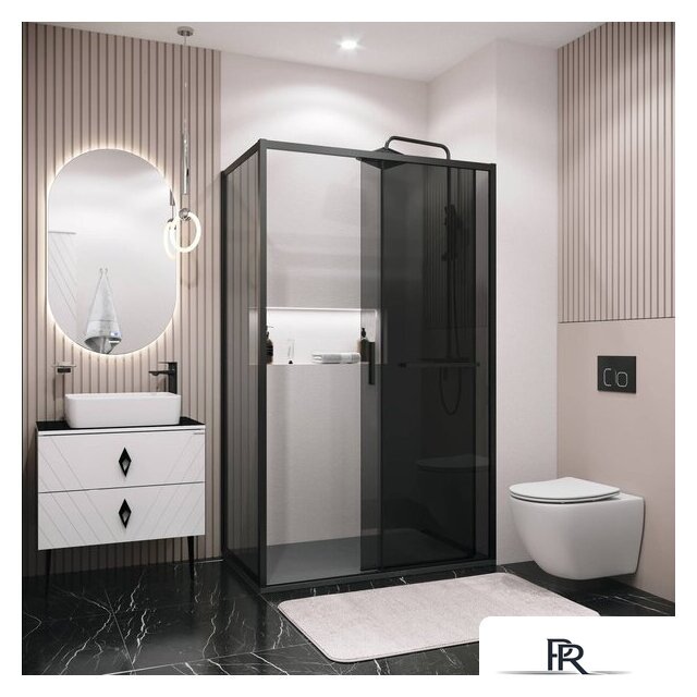 Душевой уголок Grossman Style 100x100x195 120.K33.05.1010.21.10 (черный матовый/стекло тонированное) - Изображение №9 — Интернет-магазин ПроЗаказ