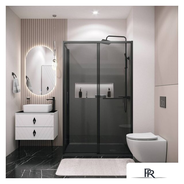 Душевой уголок Grossman Style 100x100x195 120.K33.05.1010.21.10 (черный матовый/стекло тонированное) - Изображение №7 — Интернет-магазин ПроЗаказ