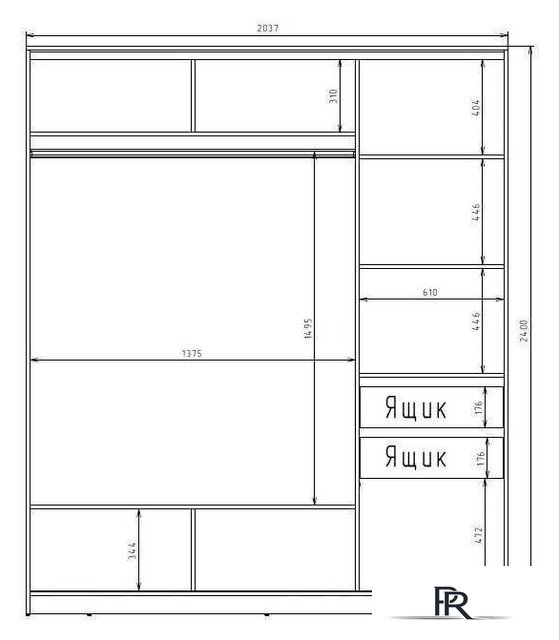 Шкаф-купе Рэйгрупп 203450 YYX Elgon РГ-02.02 (ясень снежный/хром) - Изображение №3 — Интернет-магазин ПроЗаказ