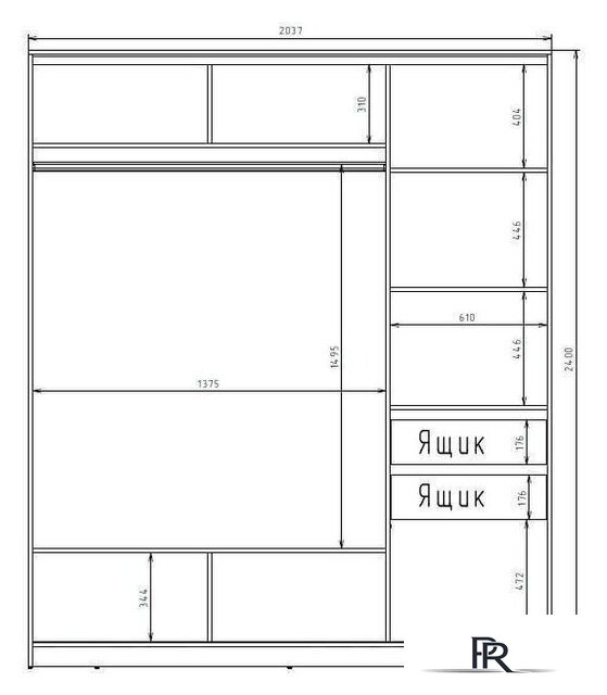 Шкаф-купе Рэйгрупп 203450 YYX Elgon РГ-02.02 (ясень снежный/хром) - Изображение №6 — Интернет-магазин ПроЗаказ