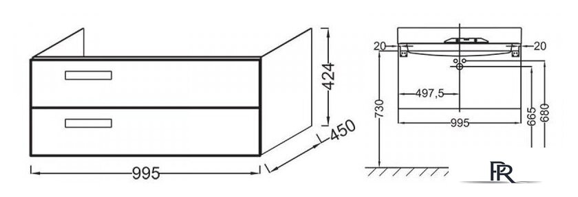  Jacob Delafon Тумба под умывальник Rythmik EB1304-E10 - Изображение №3 — Интернет-магазин ПроЗаказ