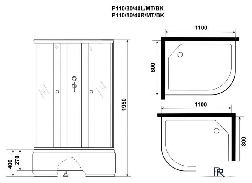 Душевая кабина Niagara Promo P110/80/40R/MT/BK 110x80x195 - Изображение №5 — Интернет-магазин ПроЗаказ