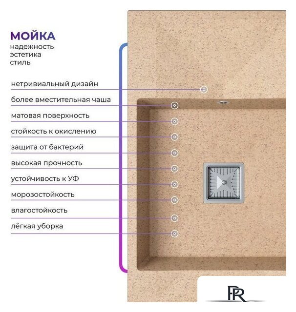 Кухонная мойка Polygran Blade 780 (песочный) - Изображение №6 — Интернет-магазин ПроЗаказ