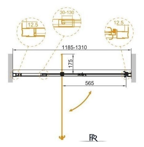 Душевая дверь Cezares Variante-B-1-120/130-C-Cr - Изображение №2 — Интернет-магазин ПроЗаказ