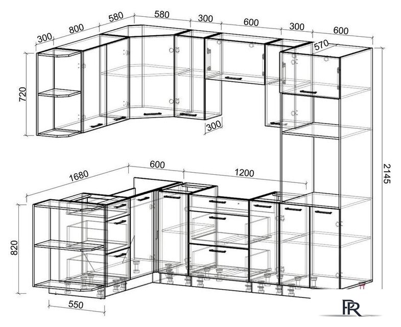 Готовая кухня Интерлиния Мила Лайт 1.68x2.4 левая (серебристый/антрацит/малага) - Изображение №2 — Интернет-магазин ПроЗаказ