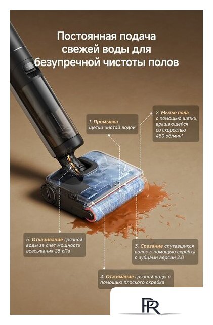Вертикальный моющий пылесос Dreame H16 Steam Wet and Dry Vacuum HHR32C (евровилка) - Изображение №11 — Интернет-магазин ПроЗаказ