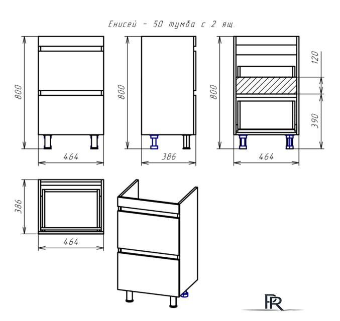  Misty Енисей - 50 Тумба с 2 ящ. - Э-Ени01050-0112Я - Изображение №5 — Интернет-магазин ПроЗаказ