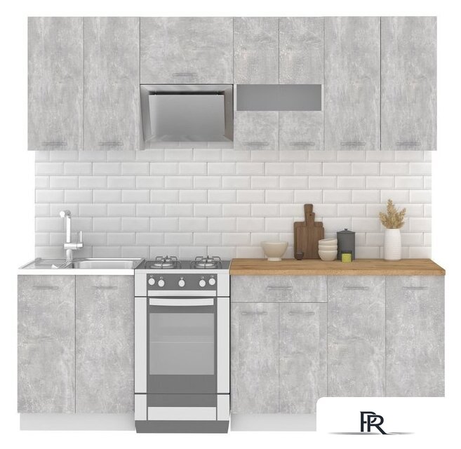 Готовая кухня Mio Tesoro Экстра-лайт 2.2 (ателье светлый/дуб бунратти) - Изображение №1 — Интернет-магазин ПроЗаказ