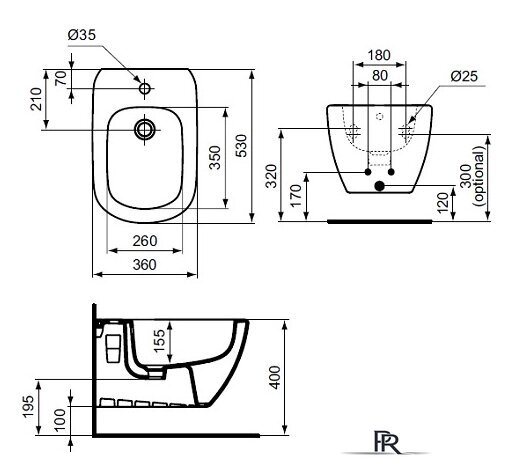 Биде Ideal Standard Tesi T355201 - Изображение №2 — Интернет-магазин ПроЗаказ