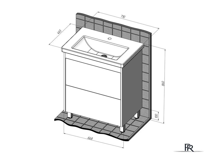  Briz Тумба напольная Риччи 70 с умывальником Фостер - Изображение №10 — Интернет-магазин ПроЗаказ
