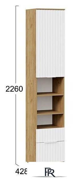 Шкаф-пенал Трия Хилтон комбинированный с 1 дверью и 2 ящиками исп.2 (дуб крафт золотой/белый матовый) - Изображение №2 — Интернет-магазин ПроЗаказ