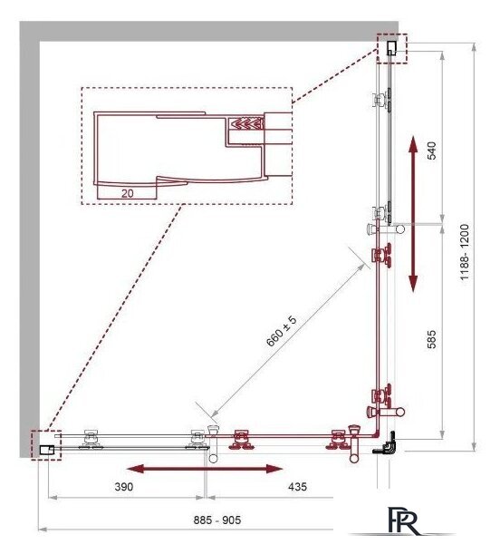 Душевой уголок BelBagno UNO-195-AH-2-120/90-P-NERO - Изображение №3 — Интернет-магазин ПроЗаказ