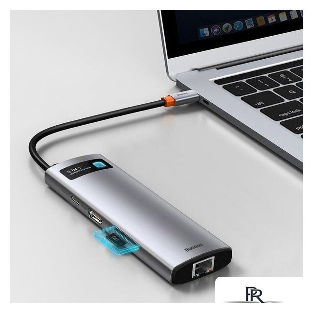 Док-станция Baseus Metal Gleam Series 8-in-1 Multifunctional Type-C HUB Docking Station CAHUB-CV0G - Изображение №8 — Интернет-магазин ПроЗаказ